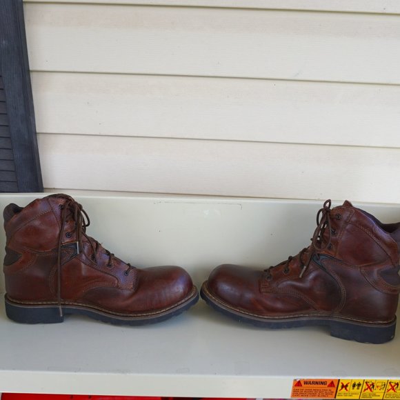 Men\'s Justin Original steel toe waterproof brown leather work boots 9.5 EE main image 4